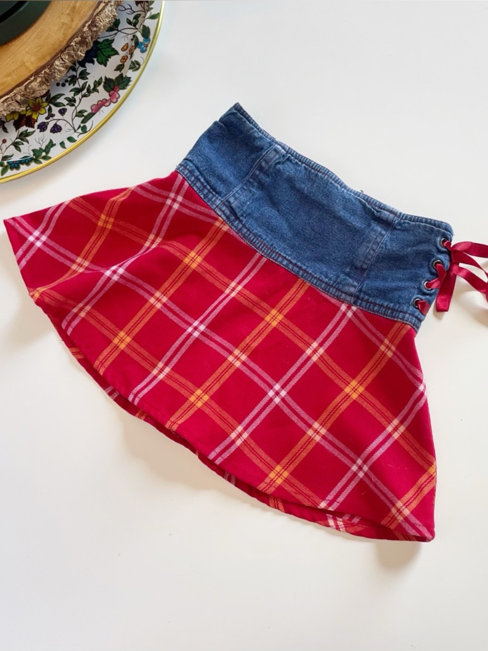 Vintage Route 66 Denim Flannel Skirt | Size 6